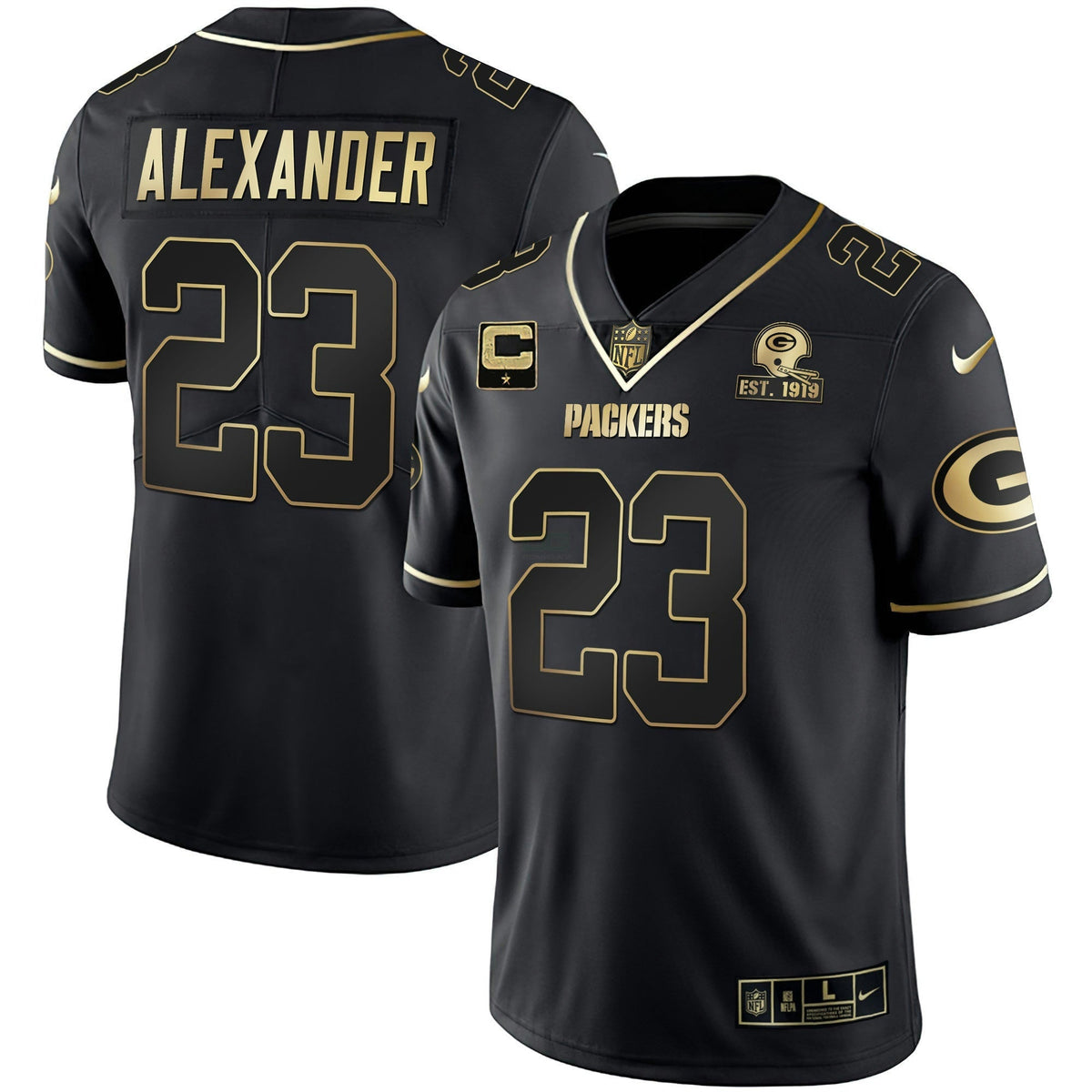 Jersey NFL Men’s White Gold & Black Gold Est 1919 Patch