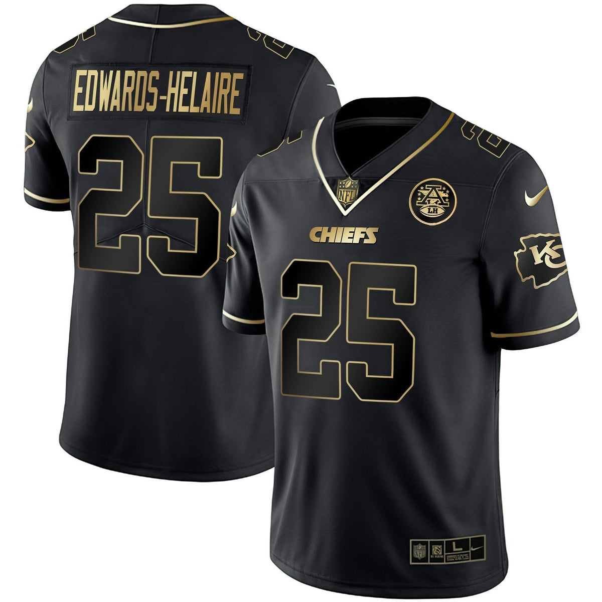 Jersey NFL Kansas City Chiefs Men’s White Gold & Black Gold