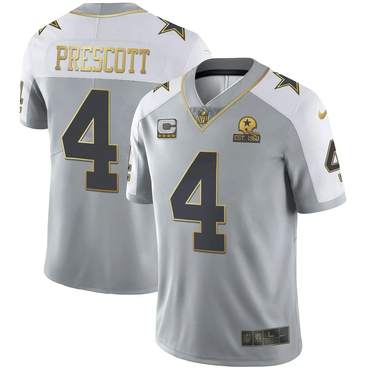 Jersey NFL Men’s Gray Gold Vapor Est 1960 Patch - Gray Gold