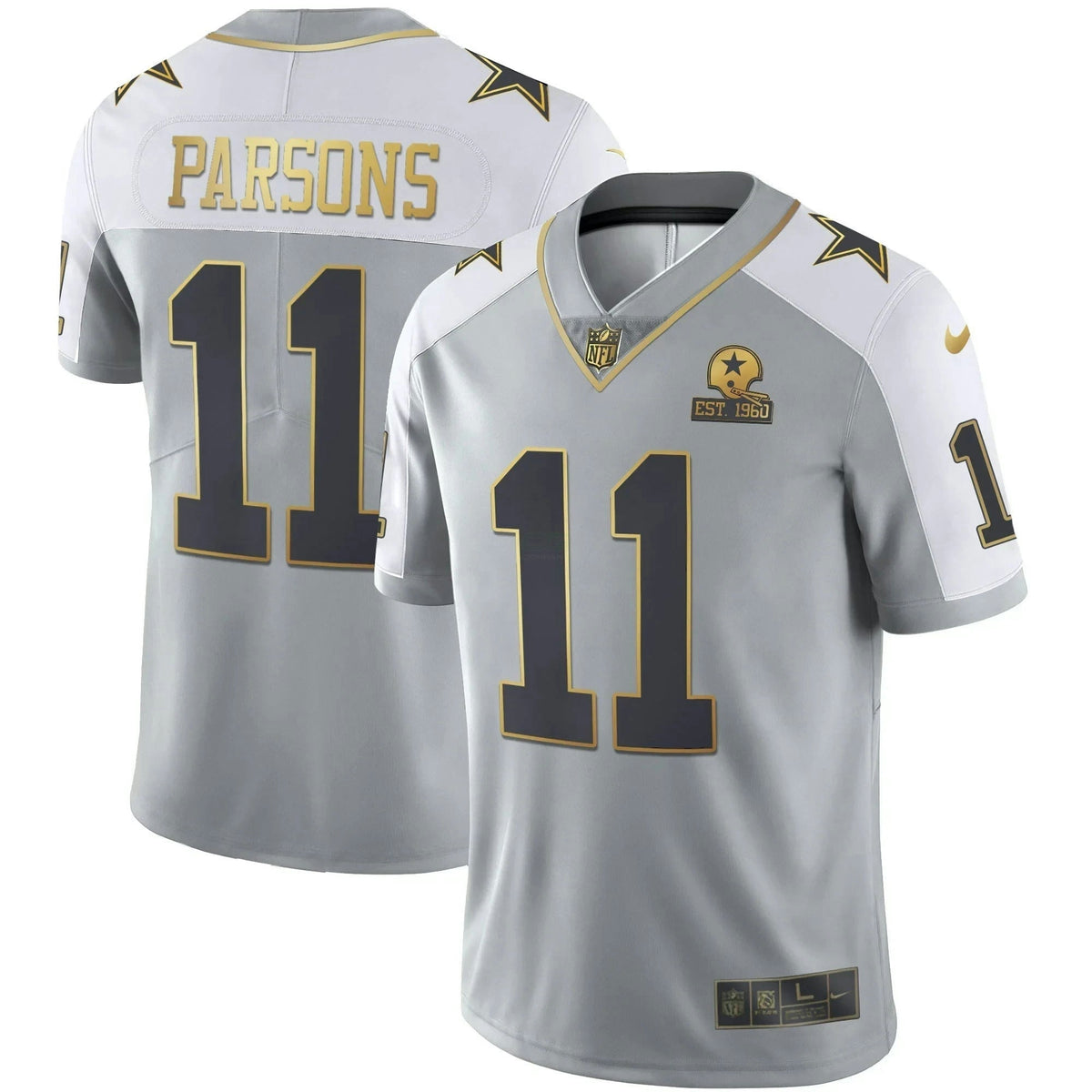 Jersey NFL Men’s Gray Gold Vapor Est 1960 Patch - Gray Gold