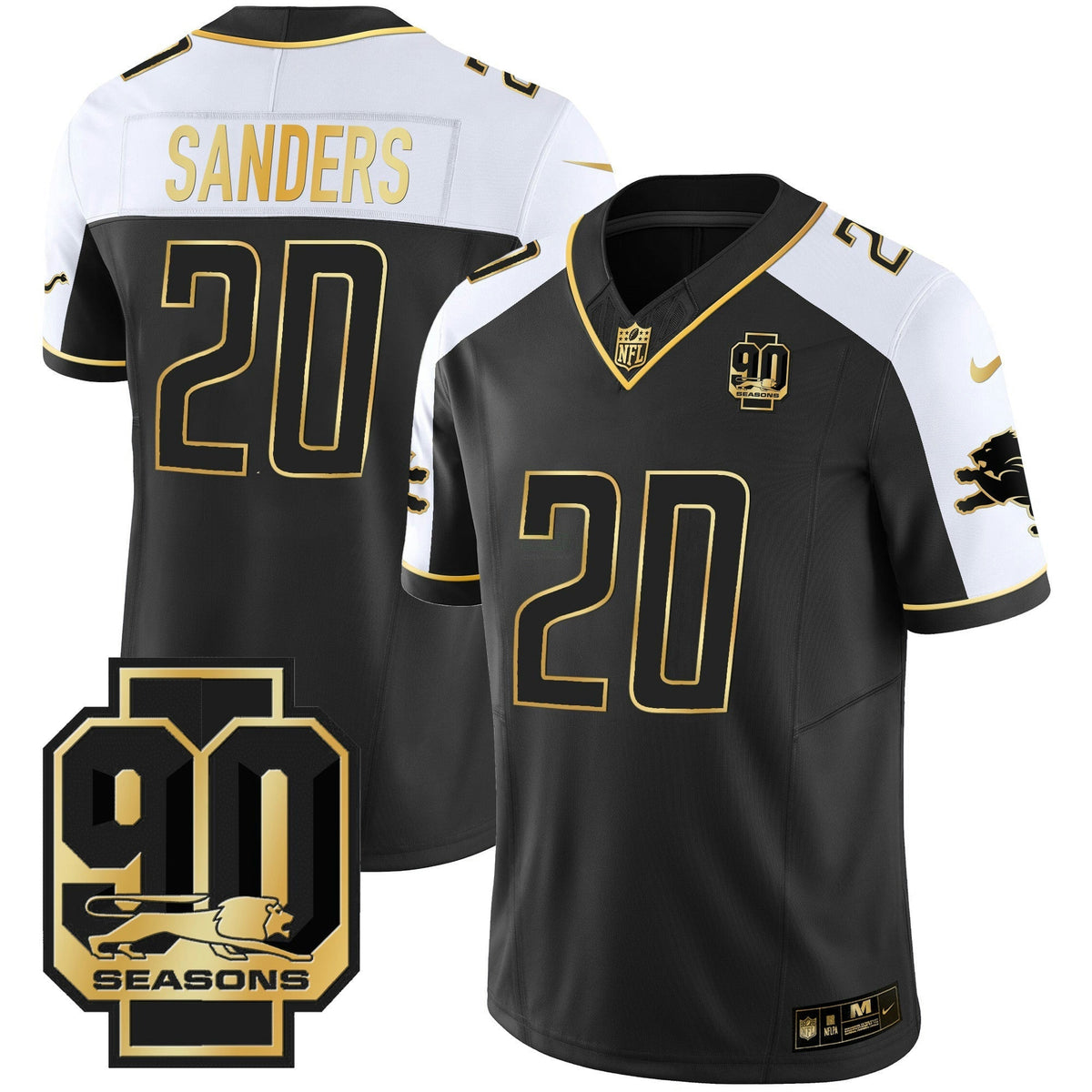 NFL Men’s Detroit 90th Year Patch Gold Jersey