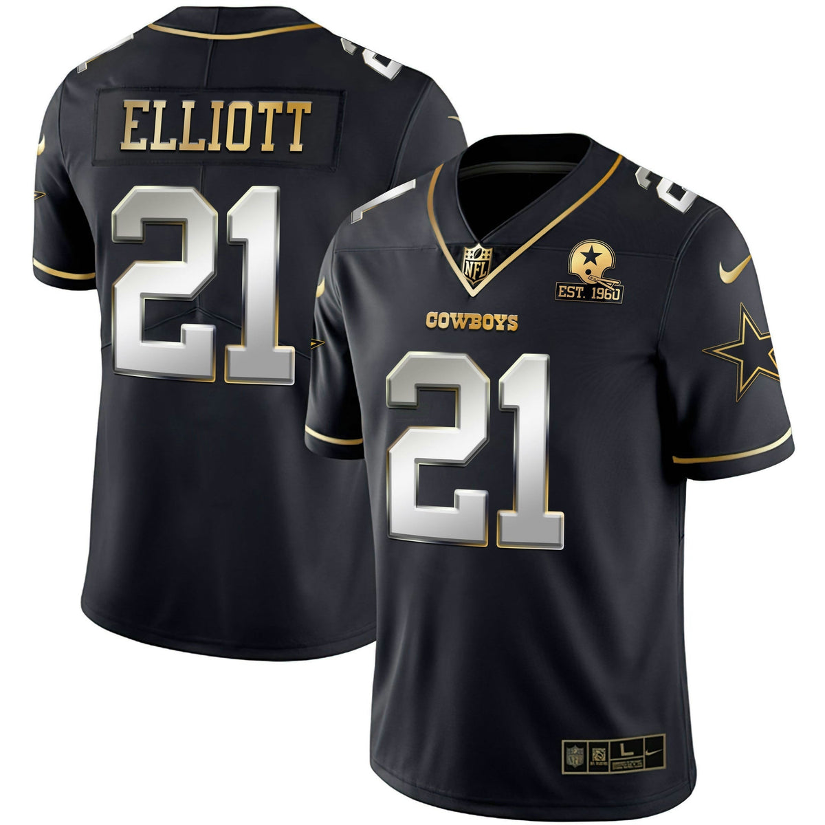 Jersey NFL Men’s Gold & Split Vapor Limited Est 1960 Patch