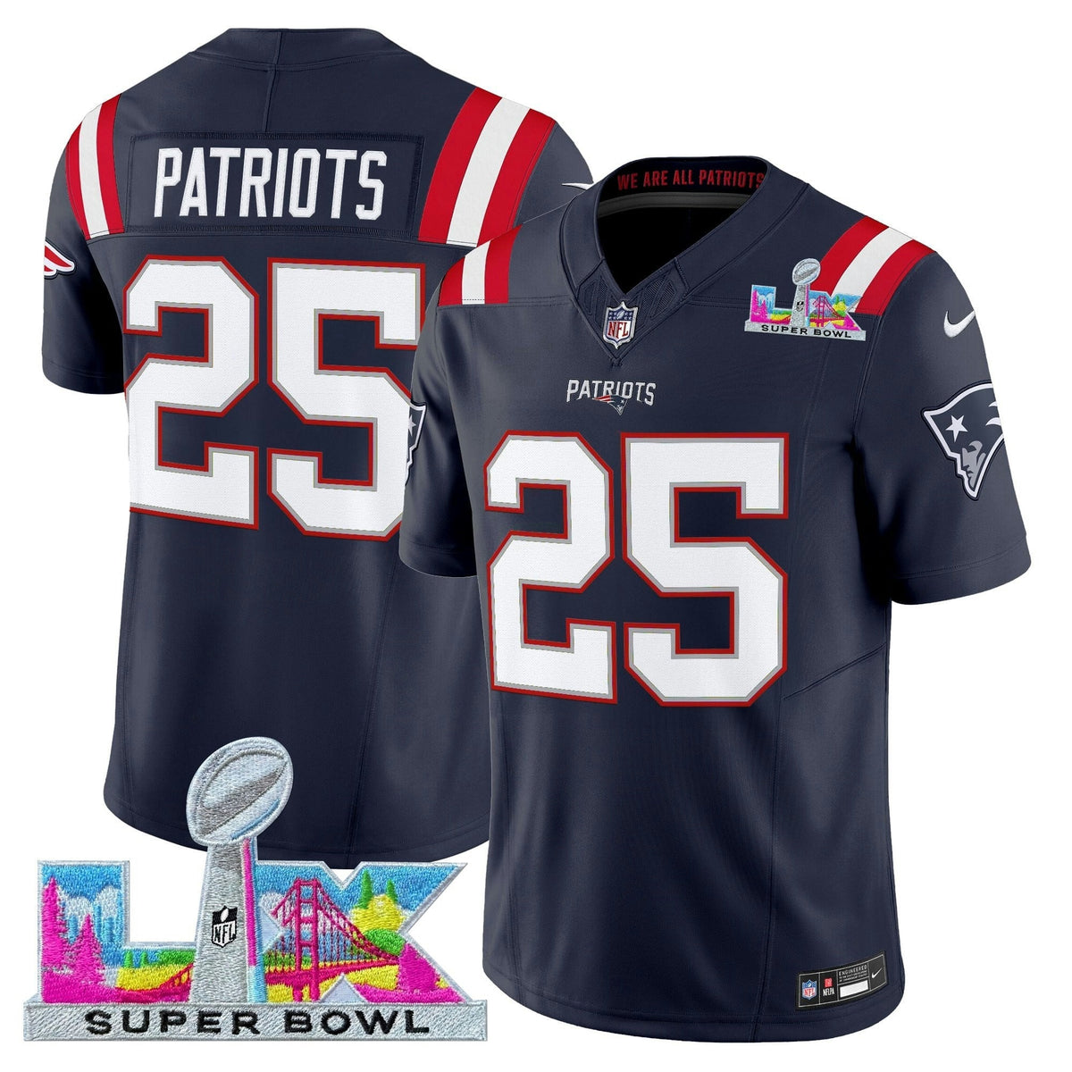 NFL Men’s New England Super Bowl LX Vapor Limited Jersey