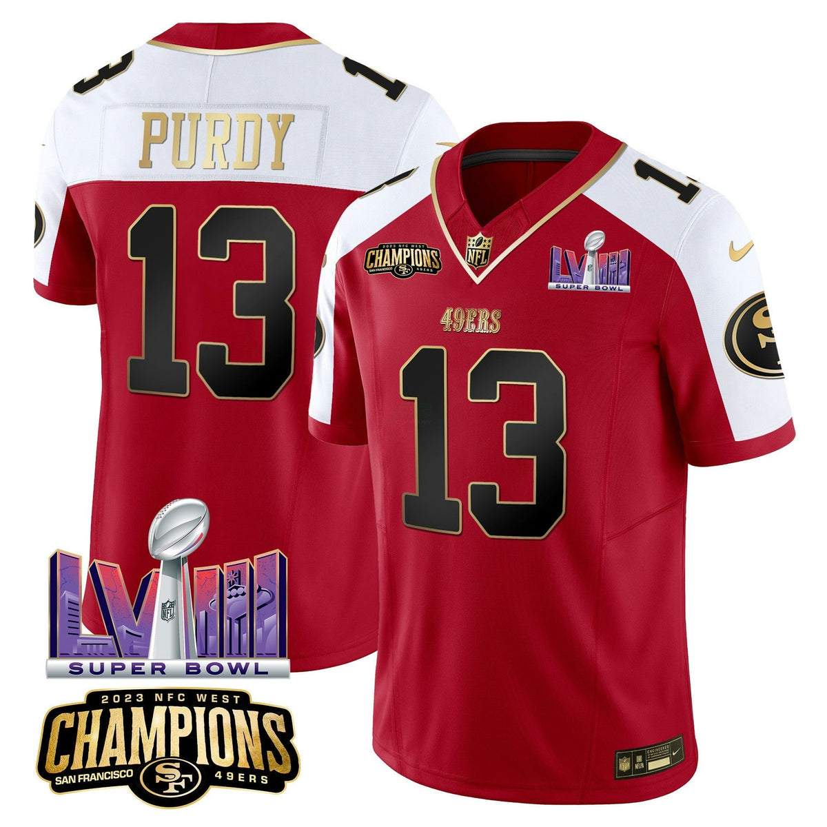 NFL Men’s NFC West Champions & Super Bowl LVIII Patch Vapor Jersey