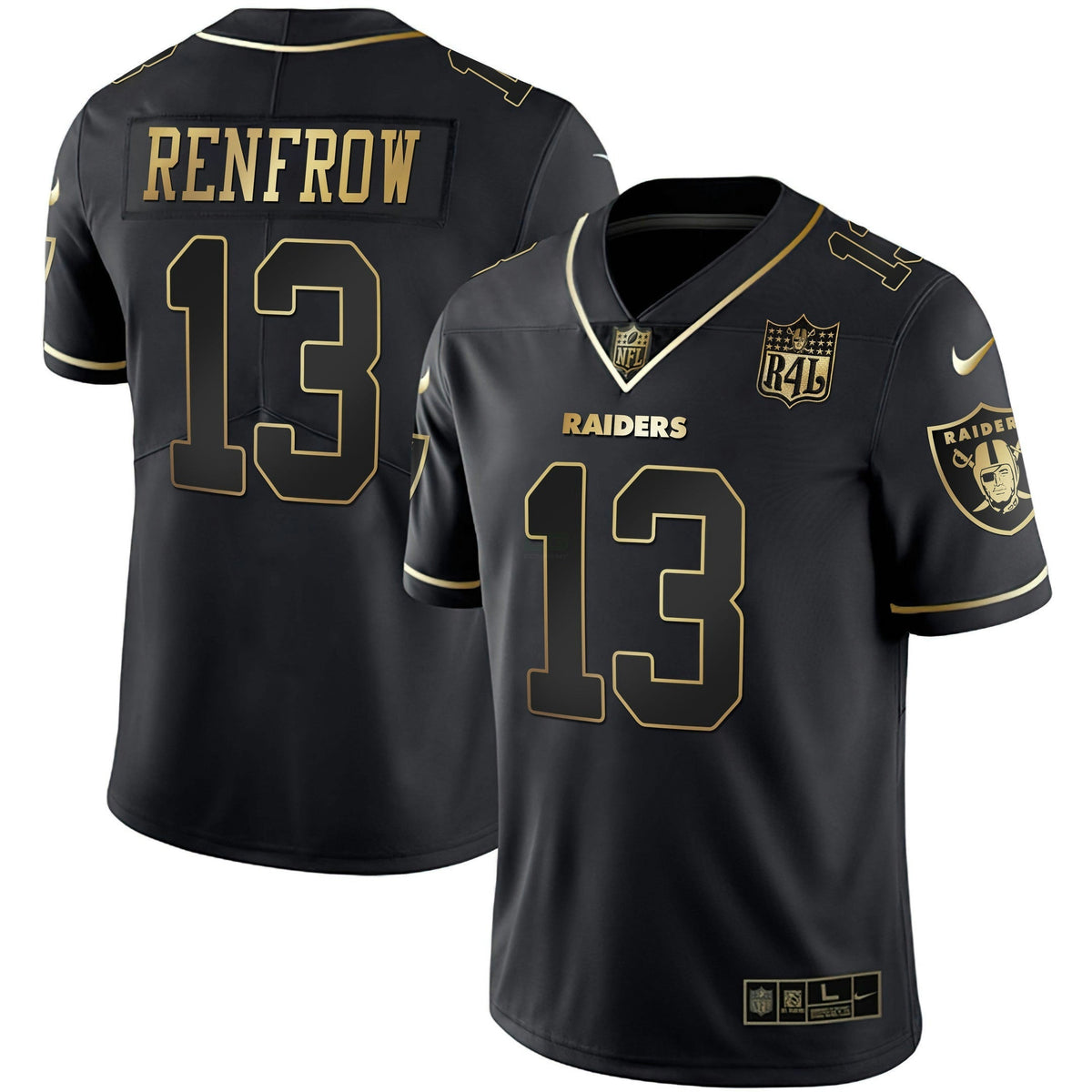 Jersey NFL Men’s Raider4Life Patch White Gold and Black Gold