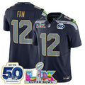 NFL Men’s Seattle “Super Bowl LX & 50th Patch” Gold Trim Vapor Limited Jersey