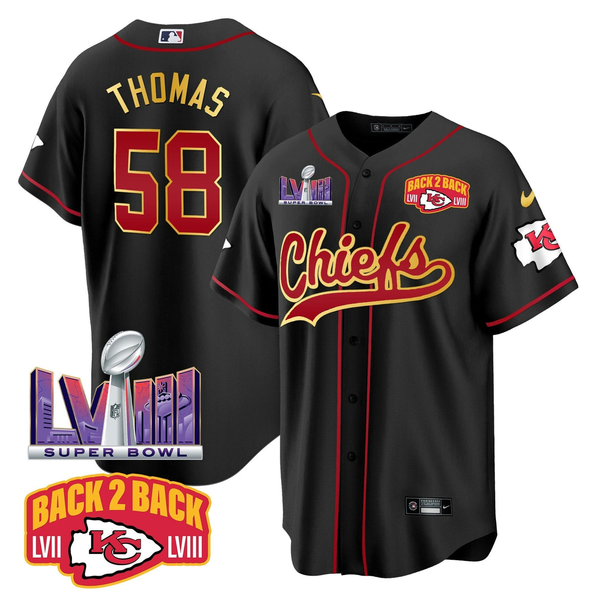 NFL Men’s Super Bowl LVIII & Back 2 Back Patch Jersey