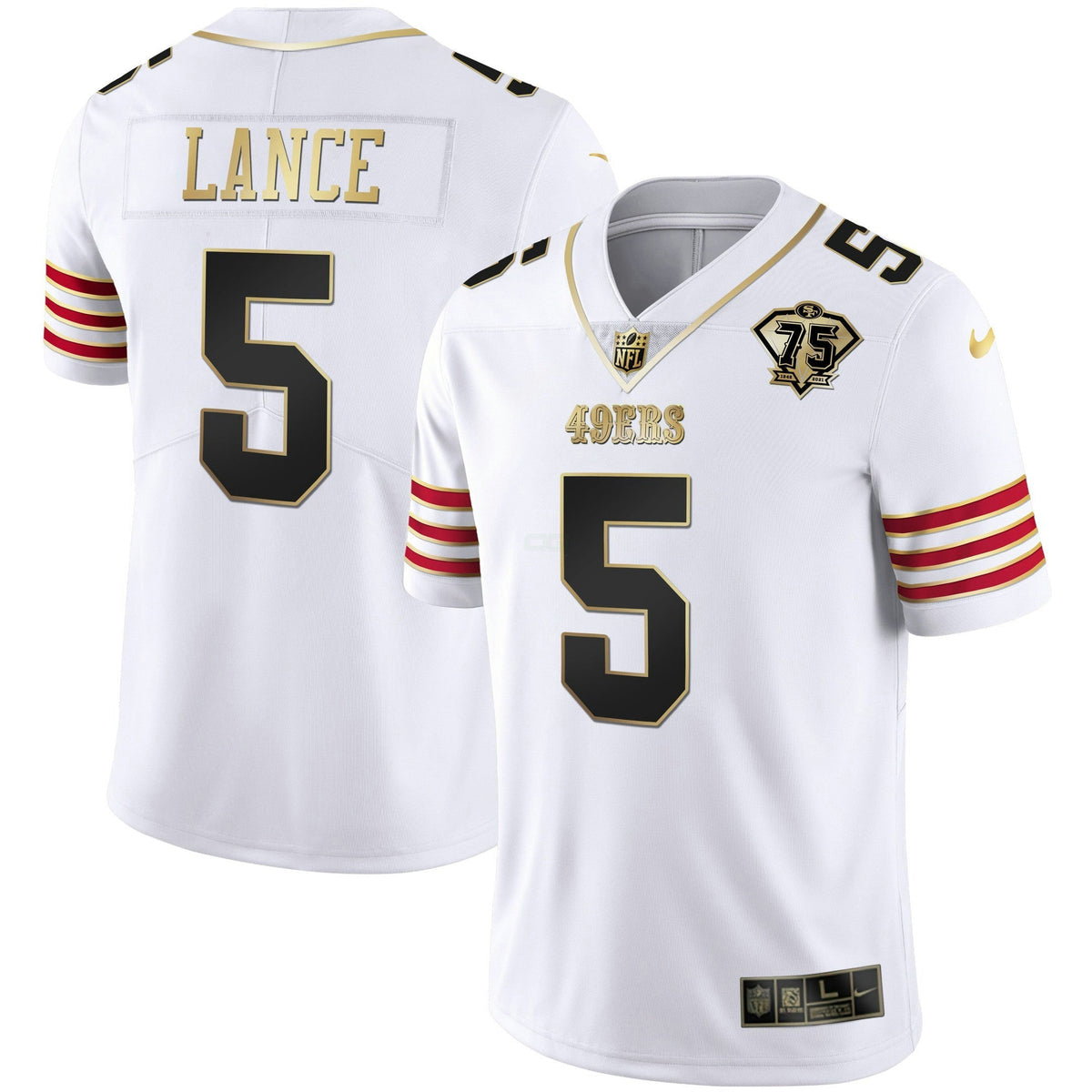 Jersey NFL Men’s Trey Lance 75th Anniversary Patch Gold & Split