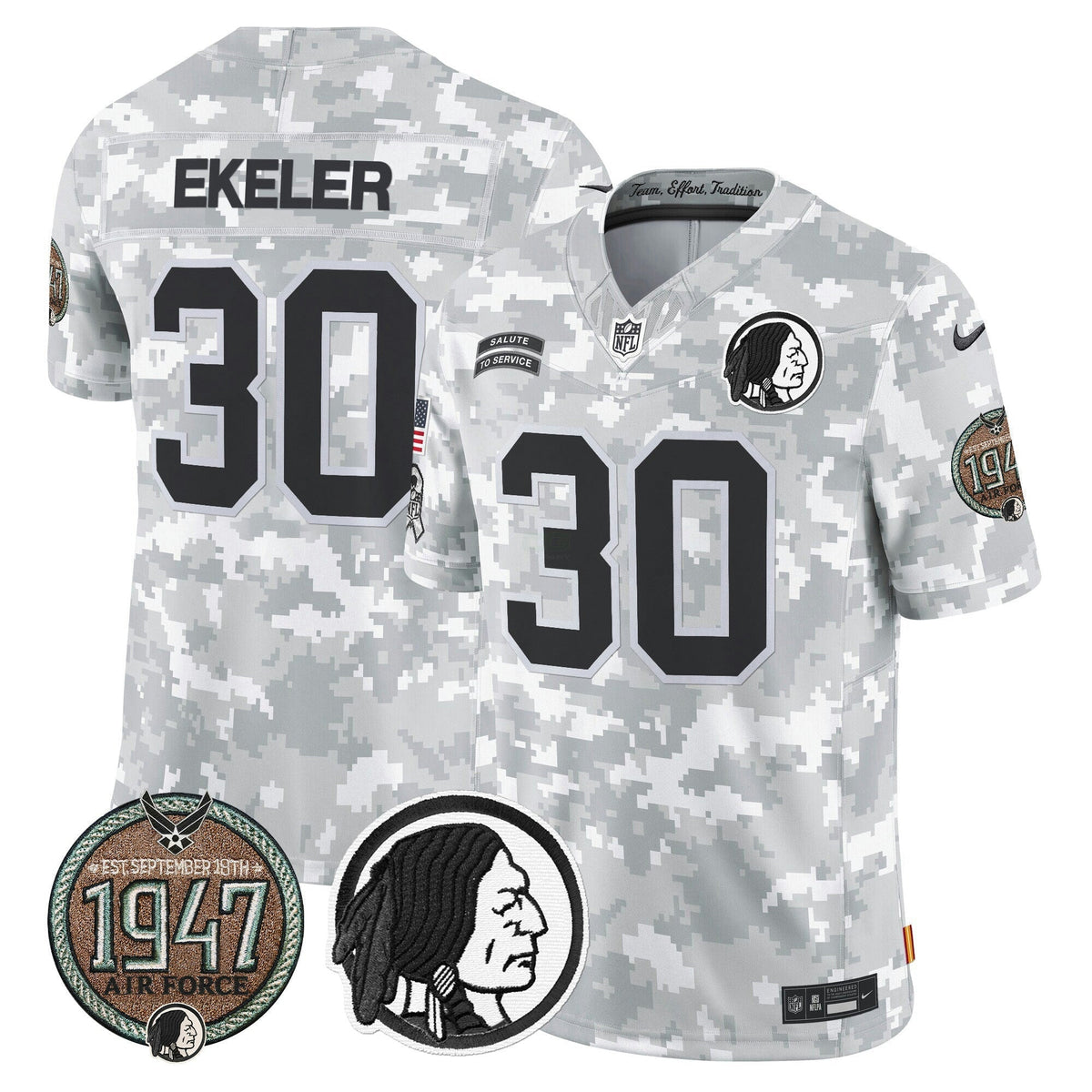 NFL Washington Commanders Men’s Washington Redskins 2024 Salute to Service Establishment Year Patch Vapor Limited Jersey