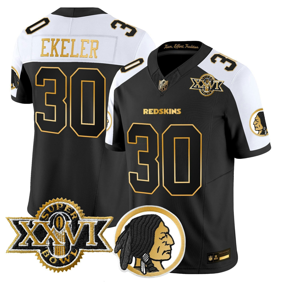NFL Washington Commanders Men’s Washington Redskins Throwback 1992 Super Bowl XXVI Patch Gold Vapor Limited Jersey