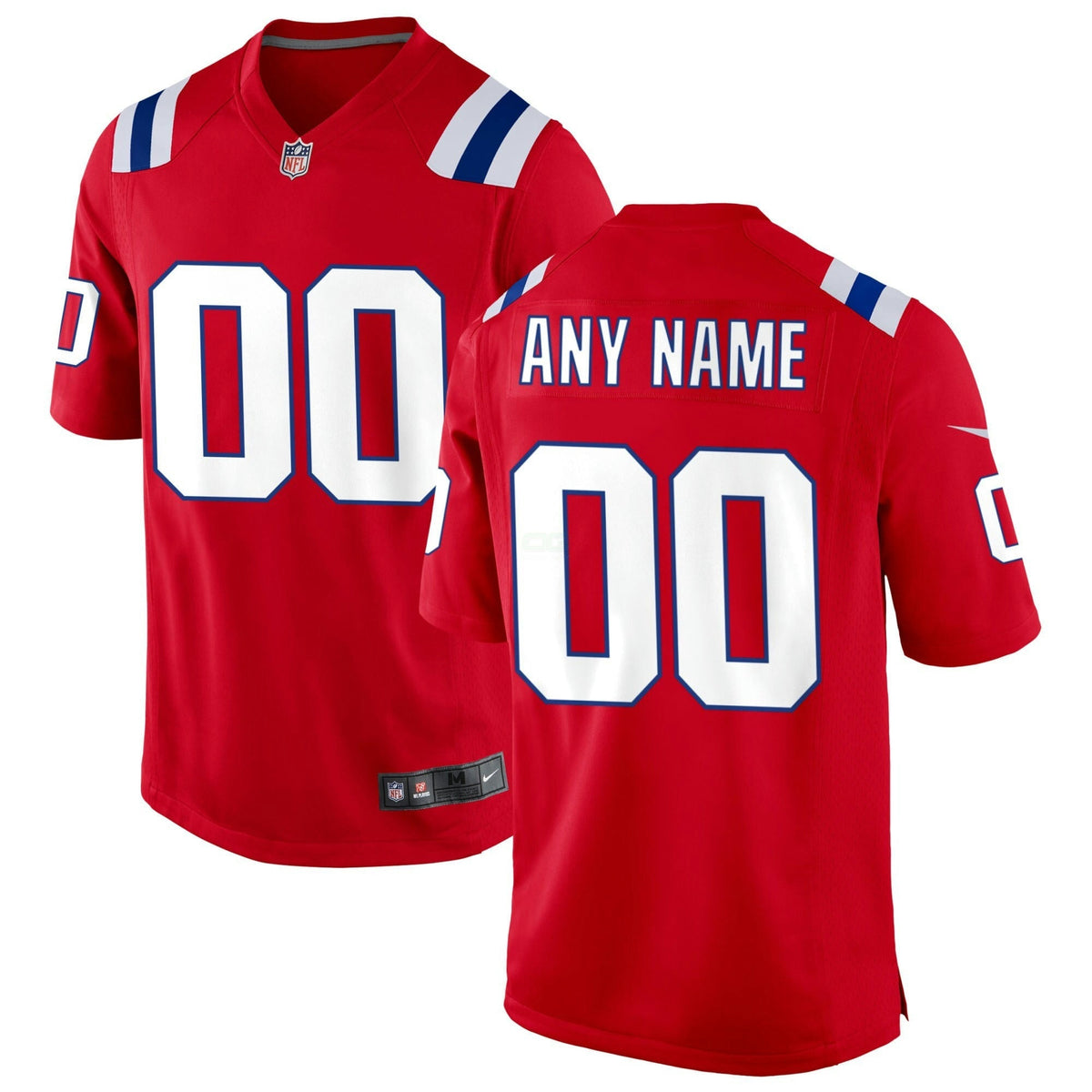 NFL New England Custom Red Jersey - Red