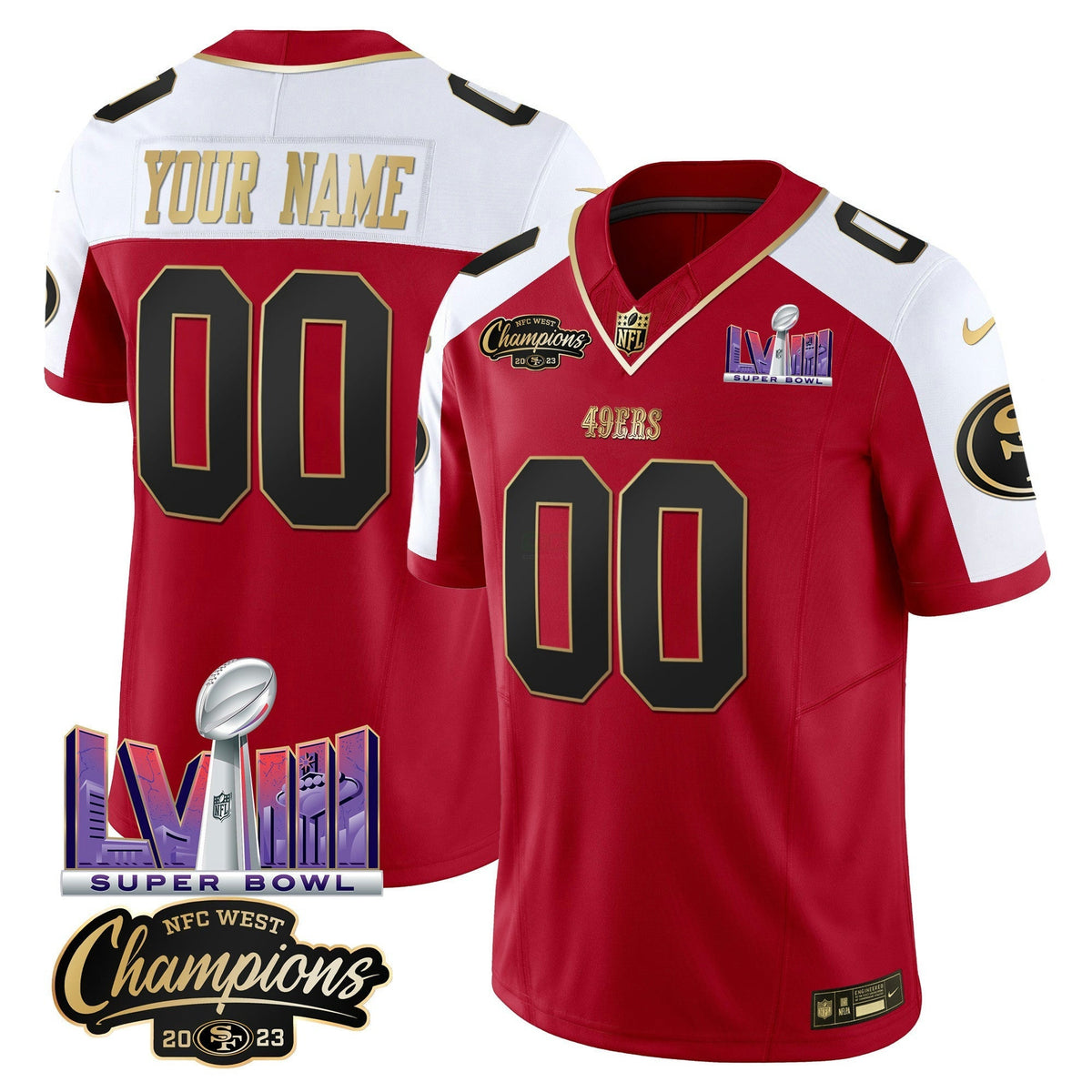 NFL NFC West Champions & Super Bowl LVIII Patch Vapor Jersey V2