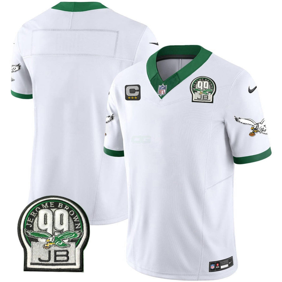 NFL Philadelphia Jerome Brown Patch White Blank Jersey - White