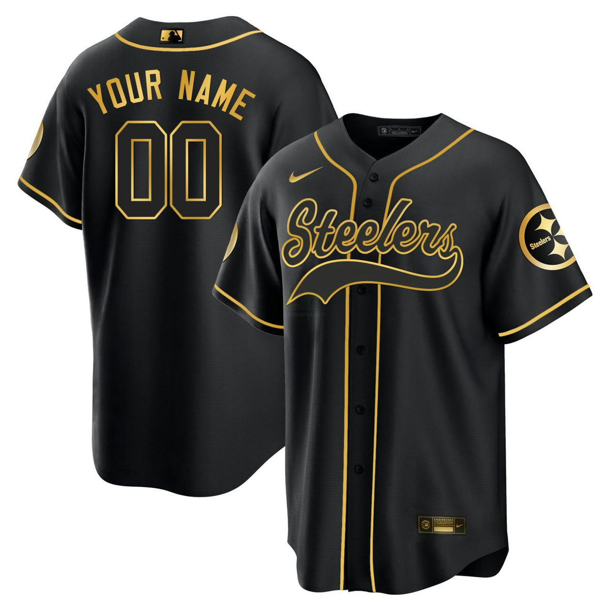NFL Pittsburgh Baseball Black Gold Jersey - Black