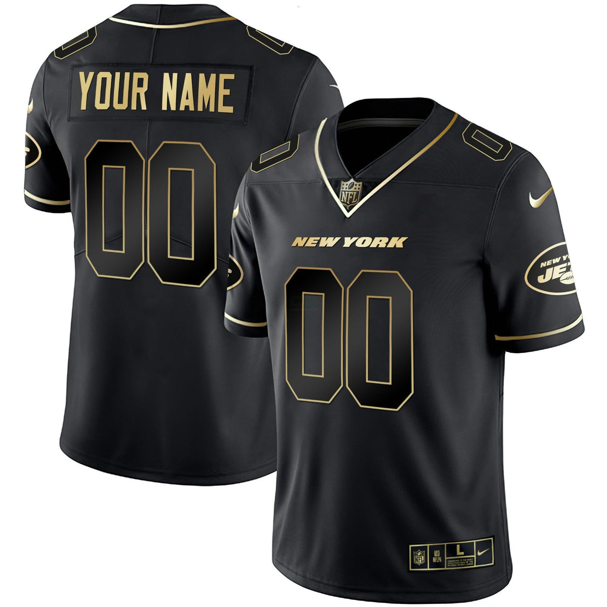 Jersey NFL Black Gold Custom Name and Number - Black Gold