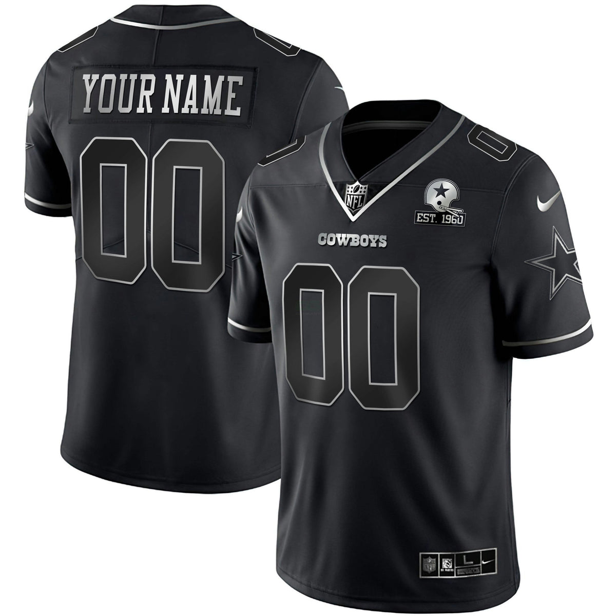 Jersey NFL Black Gold & Black Silver Custom Name and Number