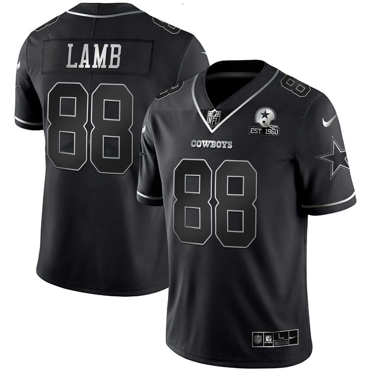 Jersey NFL Black Silver Vapor Limited Est 1960 Patch