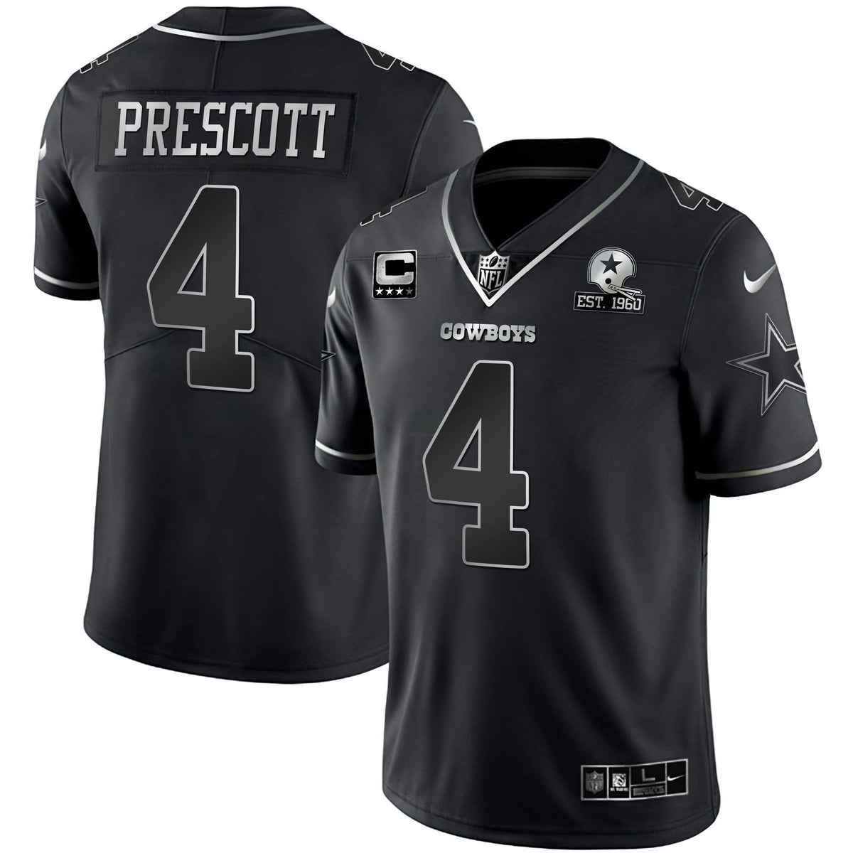 Jersey NFL Black Silver Vapor Limited Est 1960 Patch