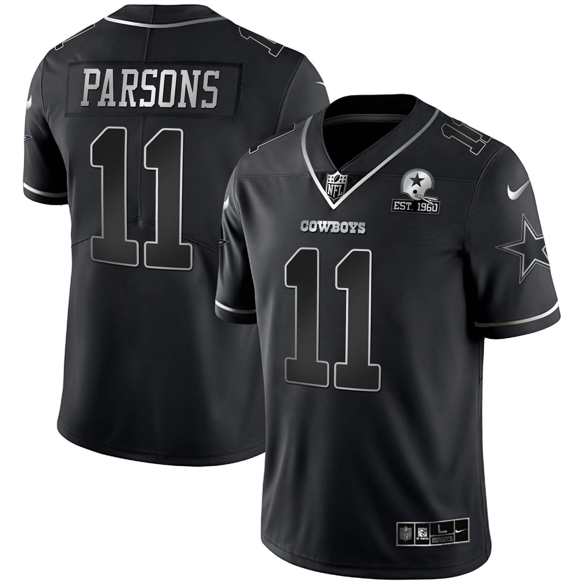 Jersey NFL Black Silver Vapor Limited Est 1960 Patch