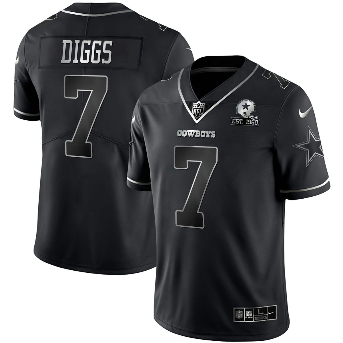 Jersey NFL Black Silver Vapor Limited Est 1960 Patch