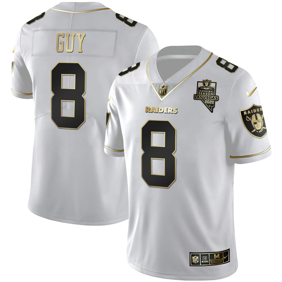 Jersey NFL Ray Guy Inaugural Season Patch White Gold & Black Gold