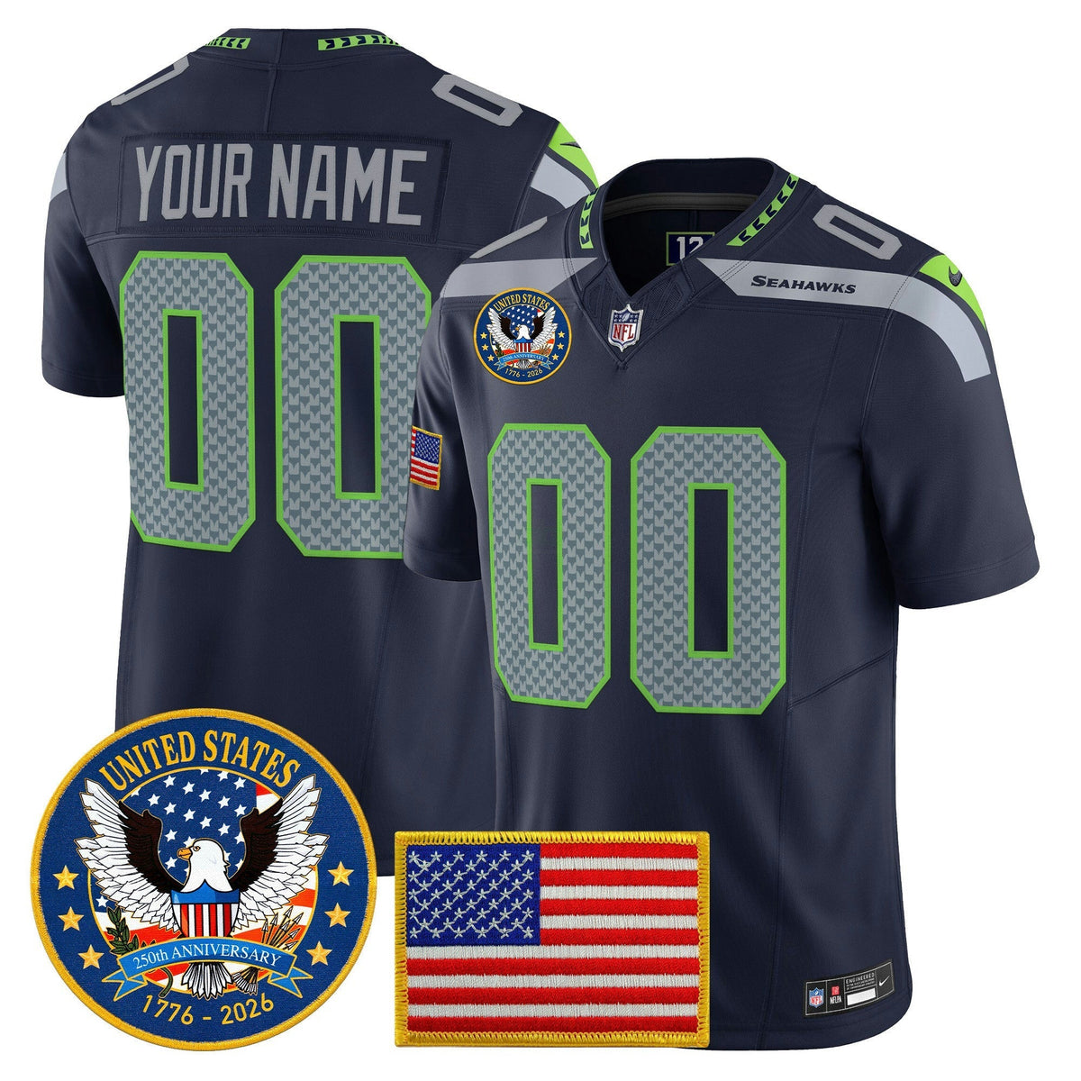 NFL Seattle “United States 250th Anniversary Patch” Vapor Limited Jersey