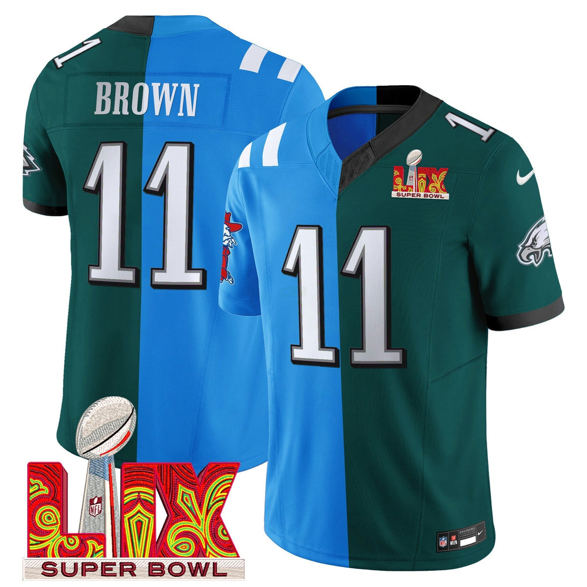 NFL Split Midnight Green Super Bowl LIX & College Football Vapor Limited Jersey