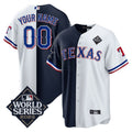 NFL Split Rangers – 2023 World Series Patch Cool Base Jersey - White - Navy Blue