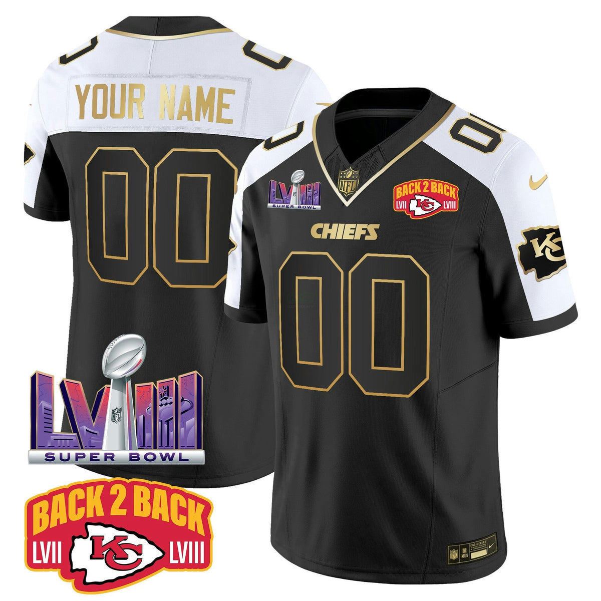 NFL Super Bowl LVIII & Back 2 Back Patch Vapor Jersey V2