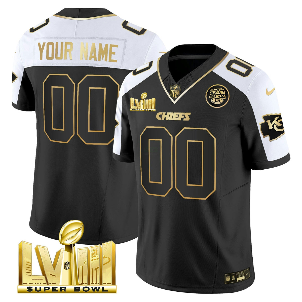 NFL Super Bowl LVIII Gold Patch Vapor Jersey V4