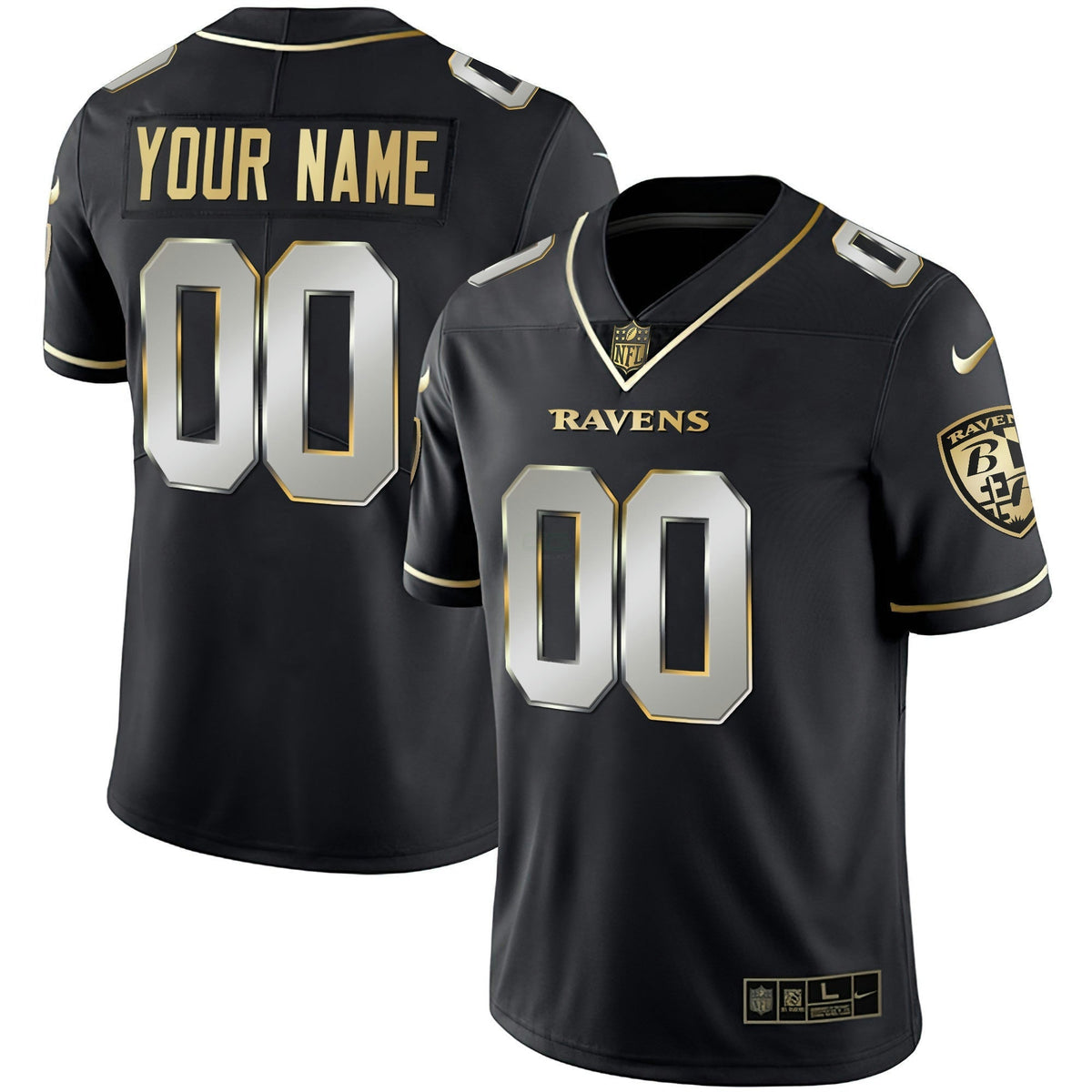 Jersey NFL Baltimore Ravens Vapor Gold Custom Name and Number