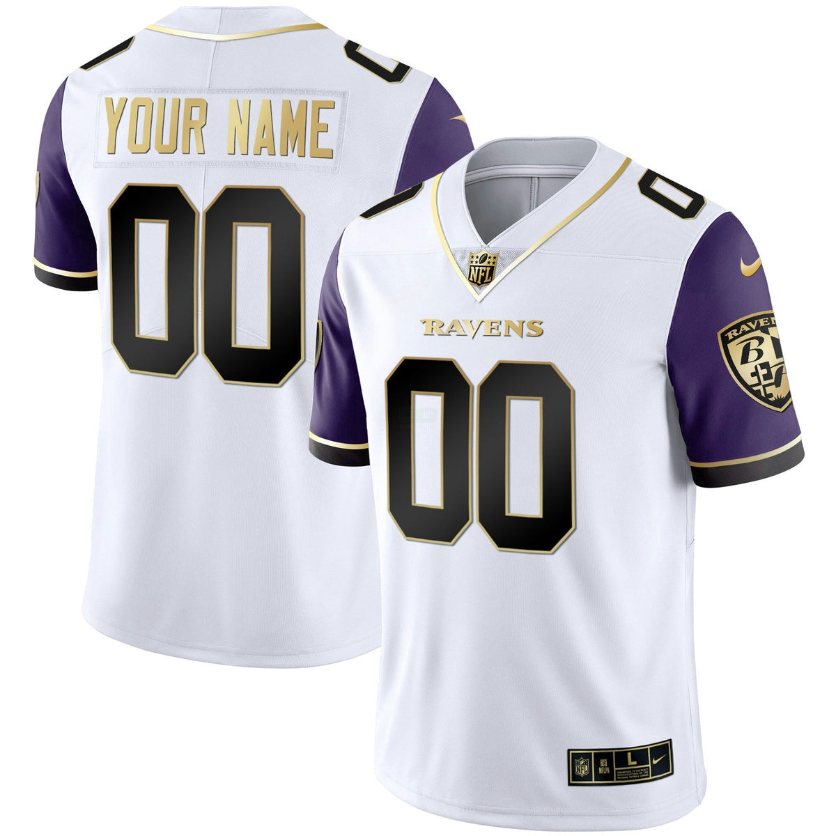 Jersey NFL Baltimore Ravens Vapor Gold Custom Name and Number