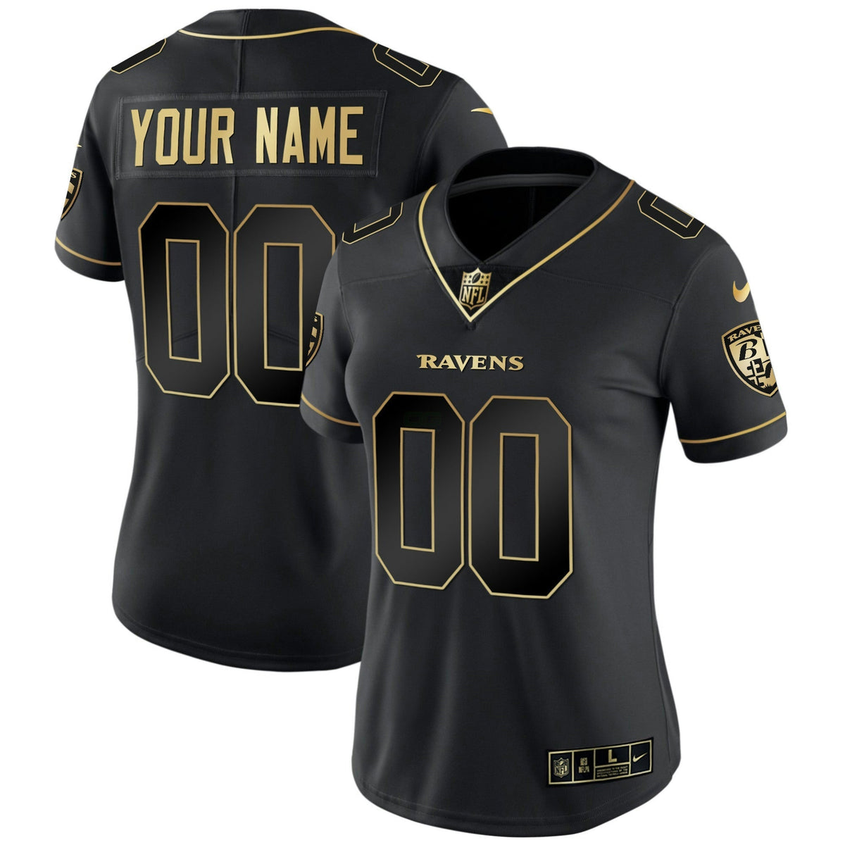 Jersey NFL Baltimore Ravens Vapor Gold Custom Name and Number