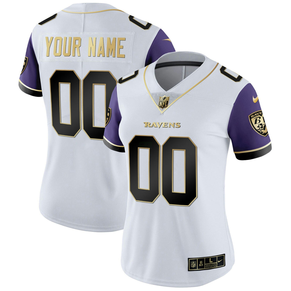 Jersey NFL Baltimore Ravens Vapor Gold Custom Name and Number