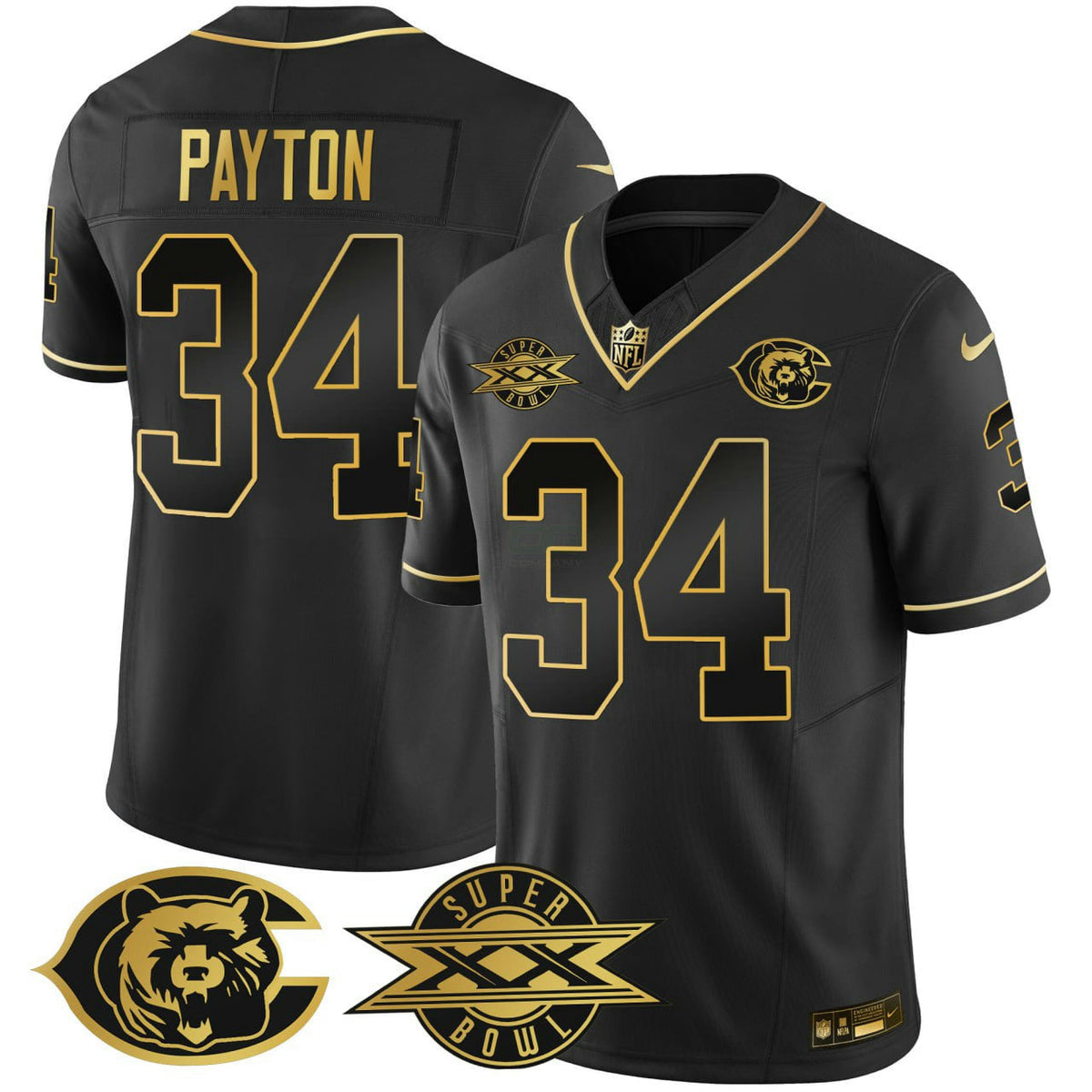 NFL Walter Payton Chicago 1986 Super Bowl Patch Jersey