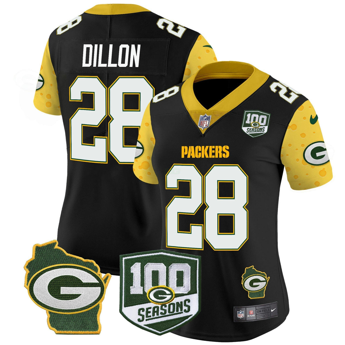 NFL Women’s 100th Season & Home Patch Cheese Vapor Limited Jersey