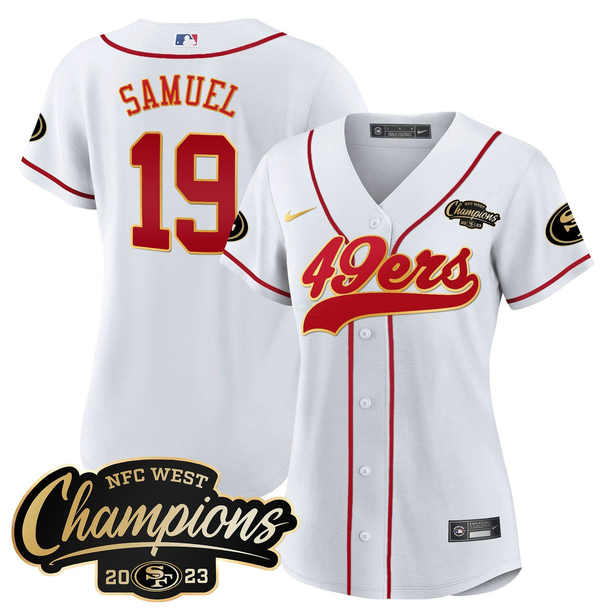 NFL Women’s 2023 NFC West Champions Baseball Gold Trim Jersey
