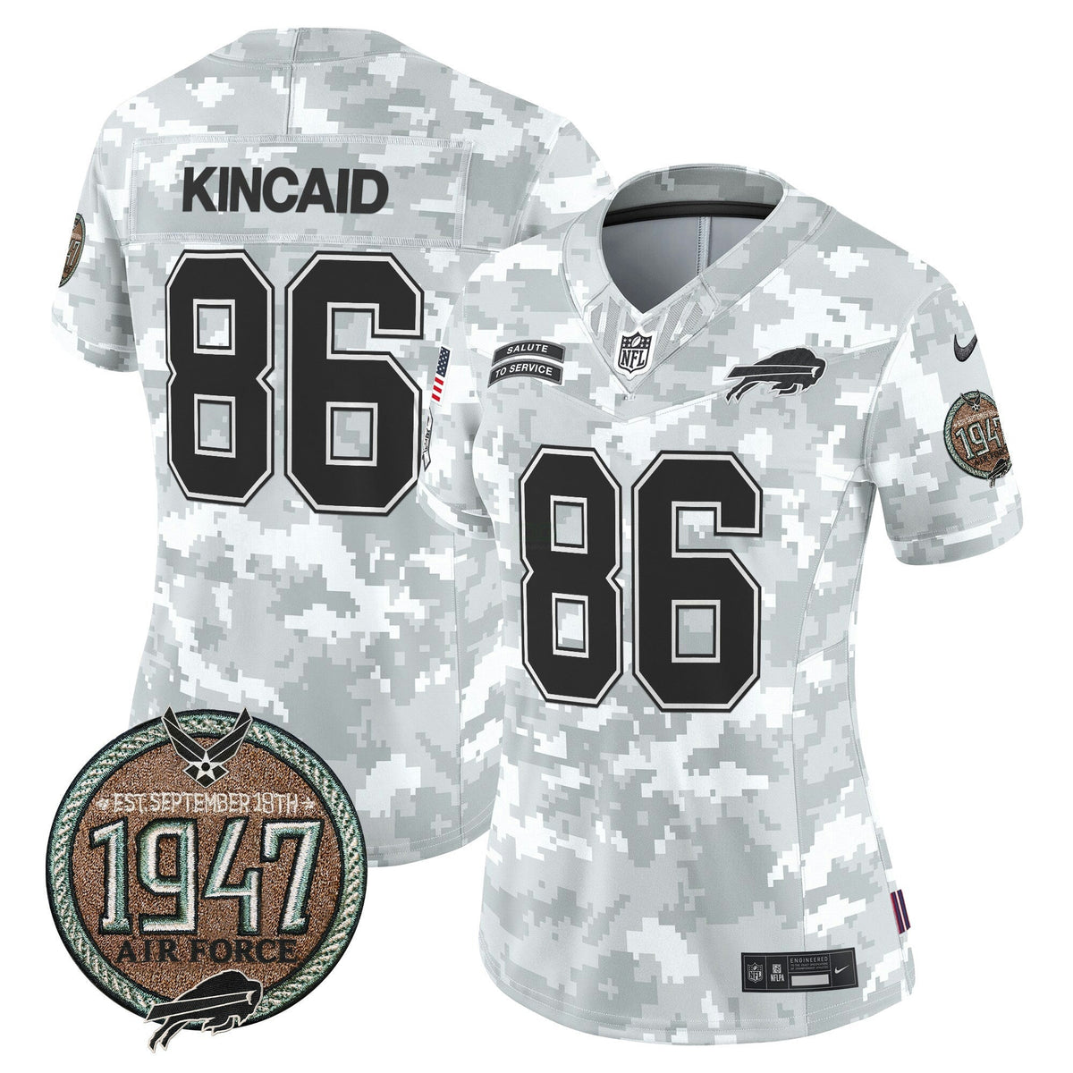 NFL Buffalo Bills Women’s 2024 Salute to Service Establishment Year Patch Vapor Limited Jersey