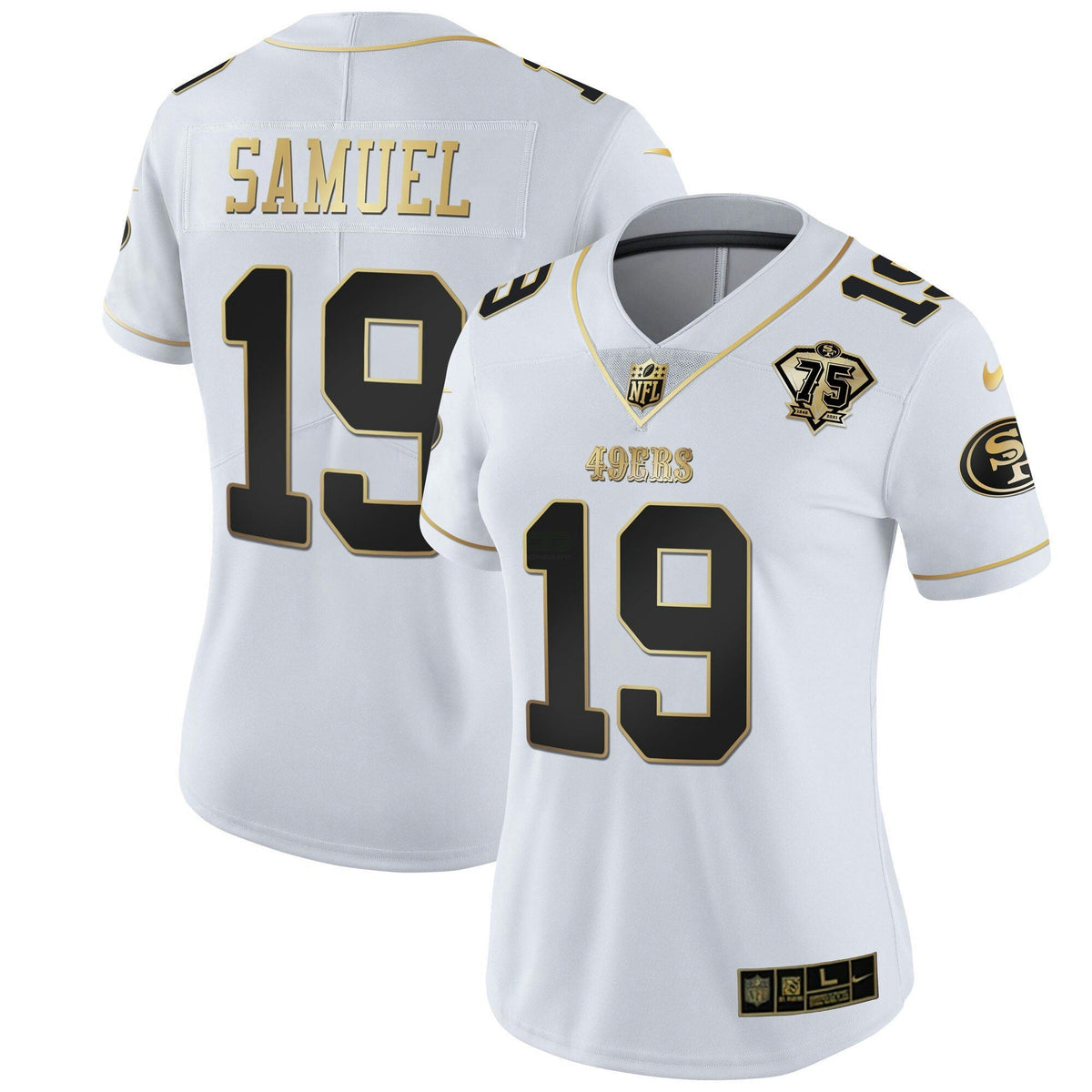 Jersey NFL Women’s 75th Anniversary Patch White Gold & Black Gold