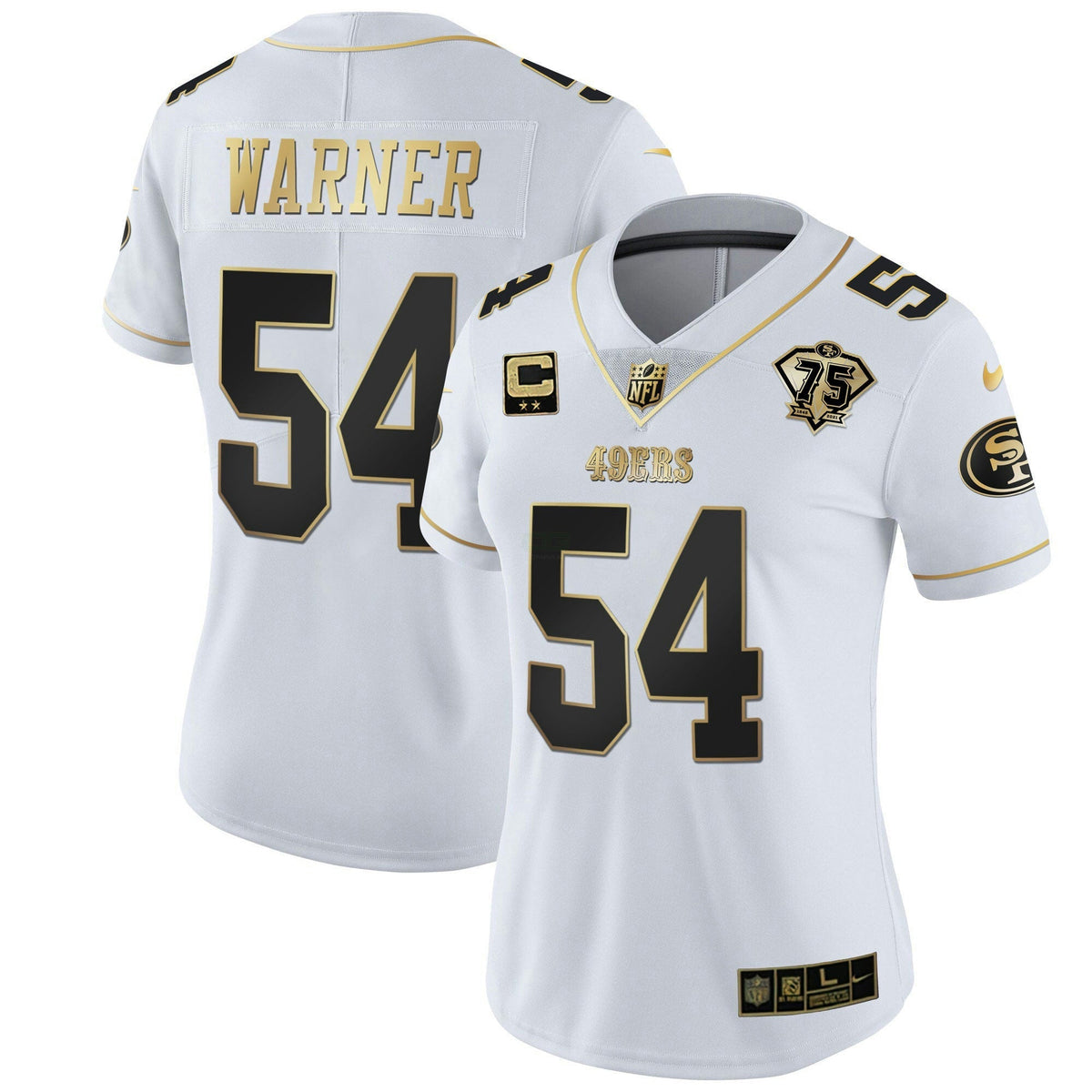 Jersey NFL Women’s 75th Anniversary Patch White Gold & Black Gold