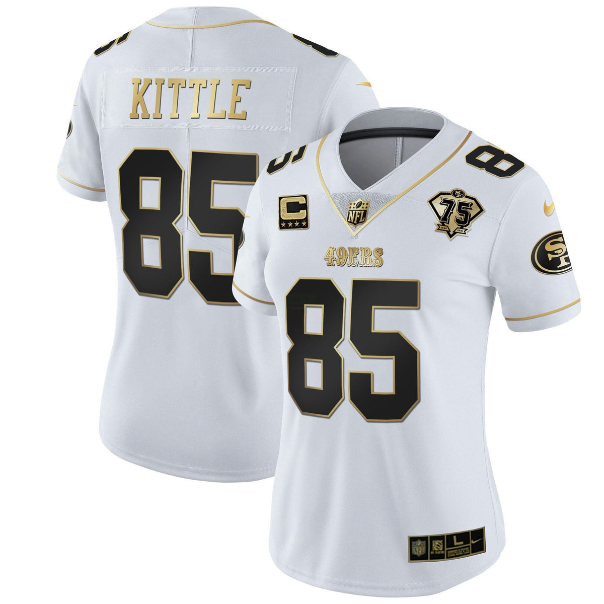 Jersey NFL Women’s 75th Anniversary Patch White Gold & Black Gold