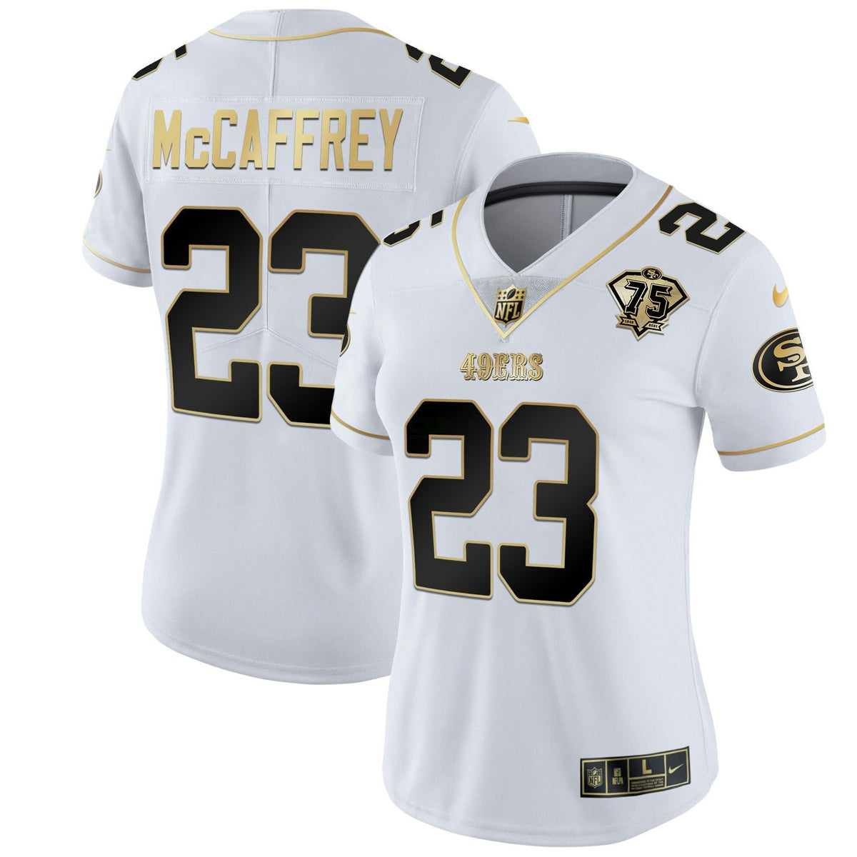 Jersey NFL Women’s 75th Anniversary Patch White Gold & Black Gold
