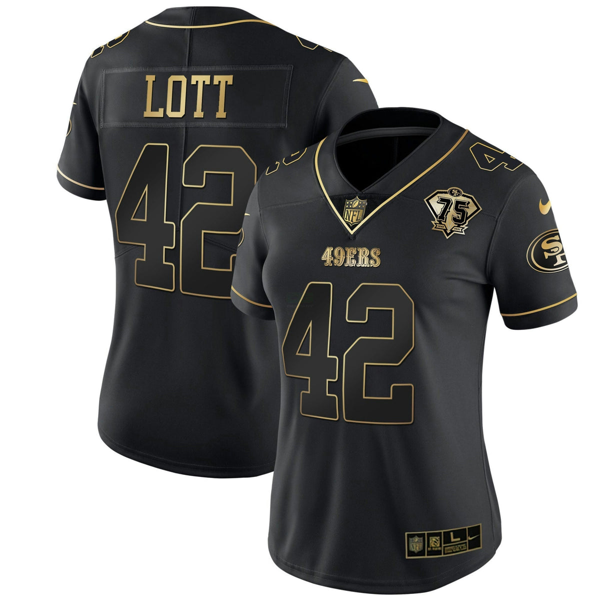 Jersey NFL Women’s 75th Anniversary Patch White Gold & Black Gold