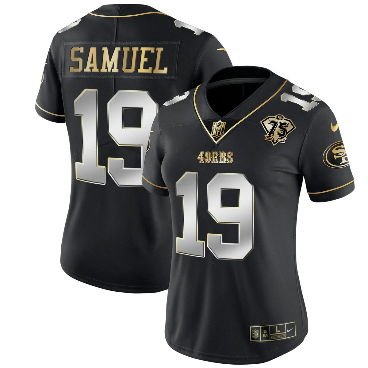 Jersey NFL Women’s 75th Anniversary Patch White Gold & Black Gold