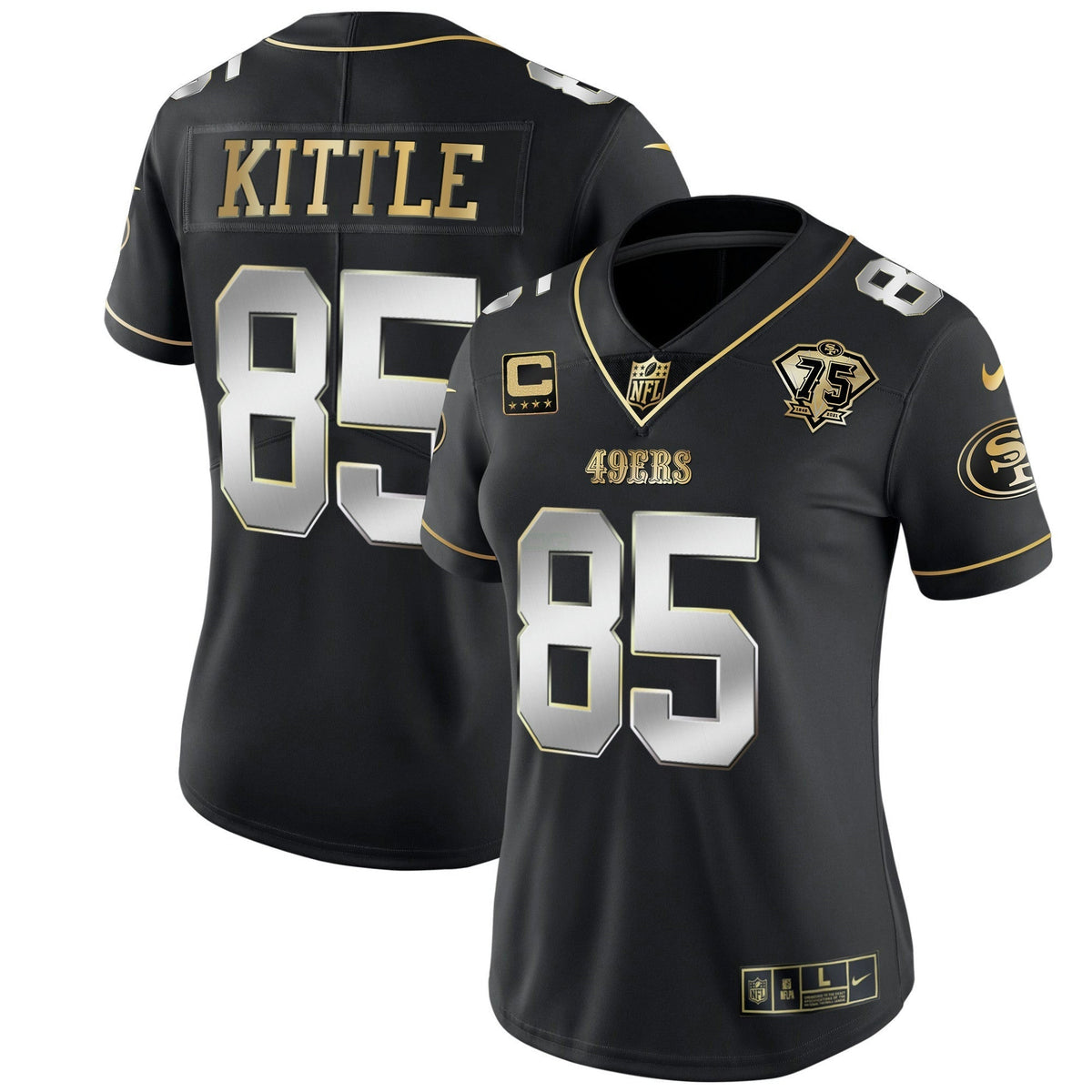 Jersey NFL Women’s 75th Anniversary Patch White Gold & Black Gold
