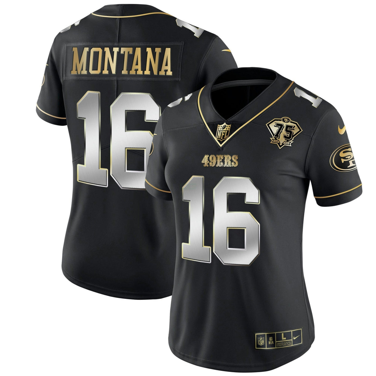 Jersey NFL Women’s 75th Anniversary Patch White Gold & Black Gold