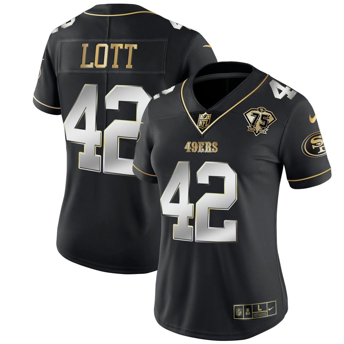 Jersey NFL Women’s 75th Anniversary Patch White Gold & Black Gold