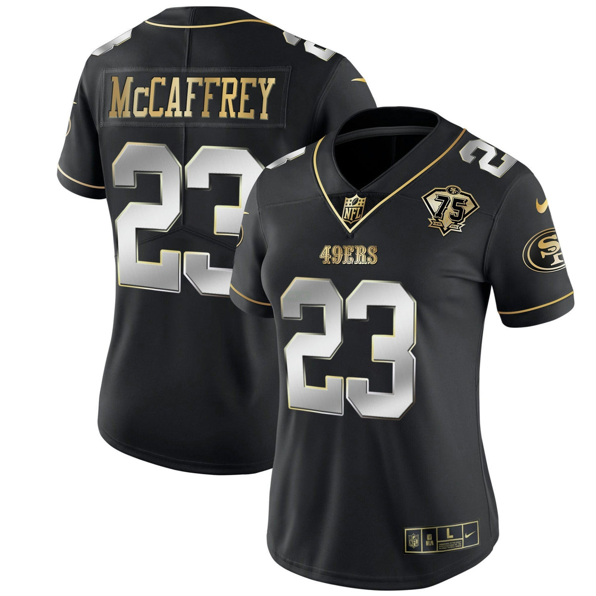 Jersey NFL Women’s 75th Anniversary Patch White Gold & Black Gold