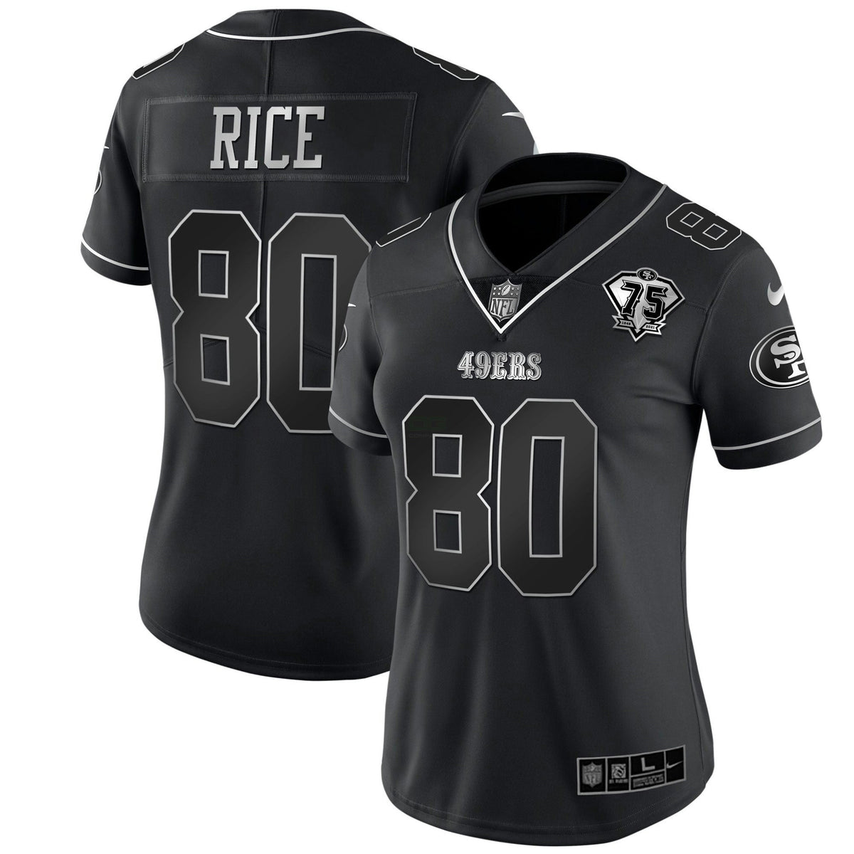 Jersey NFL Women’s 75th Anniversary Patch White Gold & Black Gold