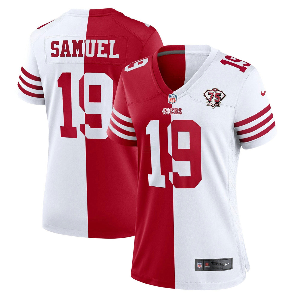Jersey NFL Women’s 75th Anniversary Patch White Gold & Black Gold